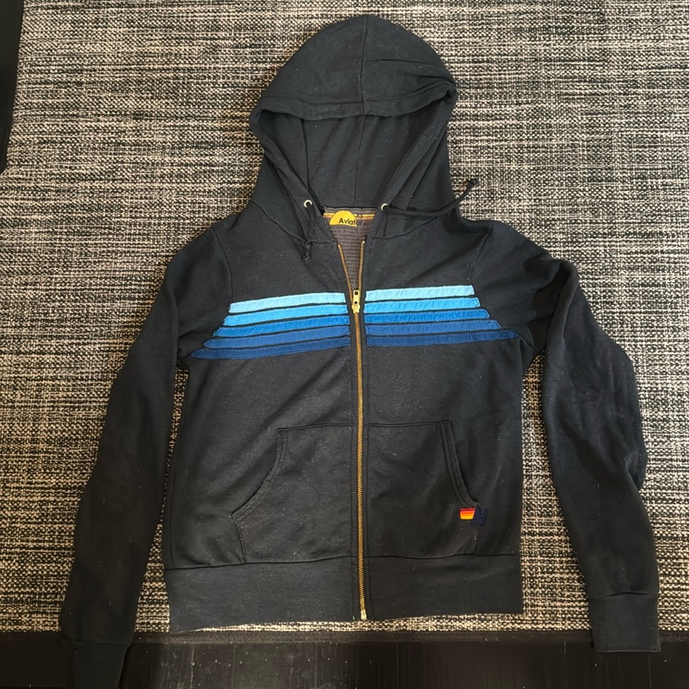 Aviator Nation XS Zip Up 5 Stripe Hoodie